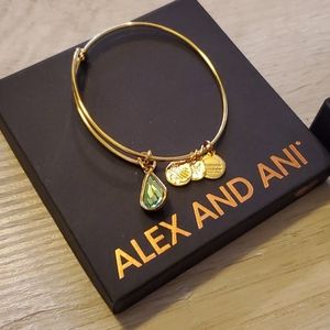 Alex And Ani Peridot Gold Bracelet in box